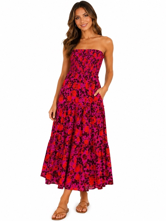 Abel The Label Dresses & Skirts - 🦋Abel The Label Strapless Tiered Maxi Dress tropical Floral